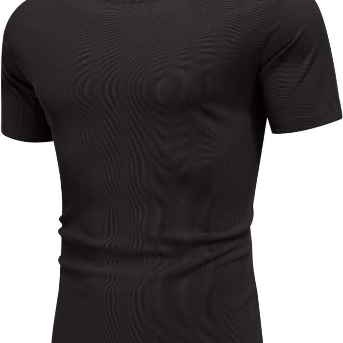 Mens Muscle T Shirts Short Sleeve Slim Fit Tshirts Gym Workout Athletic Crewneck Shirt