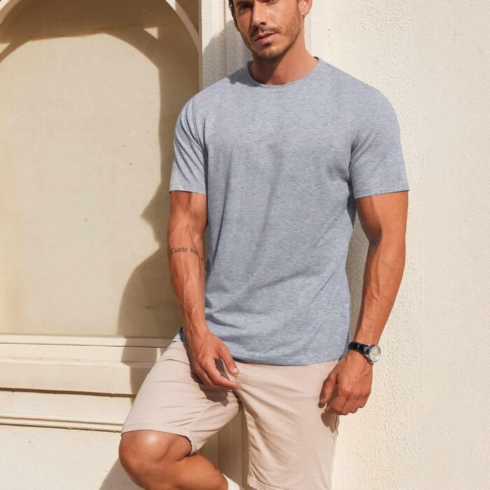 Men's T Shirt Short Sleeve Cotton Blend T-Shirts Crew Neck Casual Summer Basic Tee Shirts