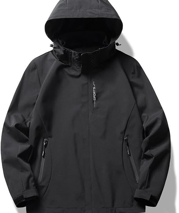 Men's Waterproof Windbreaker with Removable Hood Lightweight Rain Coats for Casual Hiking Cycling