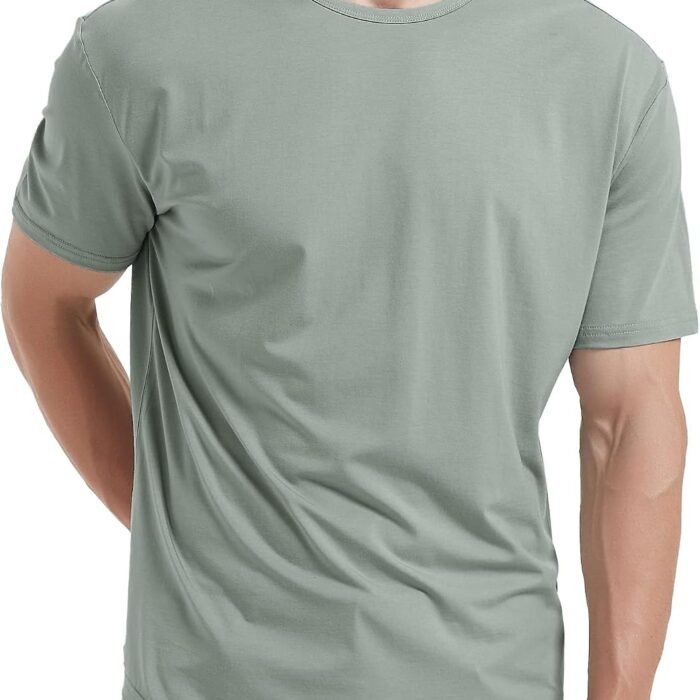 Men's Ultra-Soft Bamboo Viscose T-Shirt, Curved Hem Lightweight Cotton Blend Casual Tee