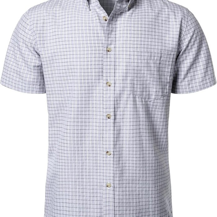 Men's Business Casual Plaid Short Sleeve Shirt | Button Down Collar, Oxford, Regular Fit, Summer Tops, Breathable, Gingham