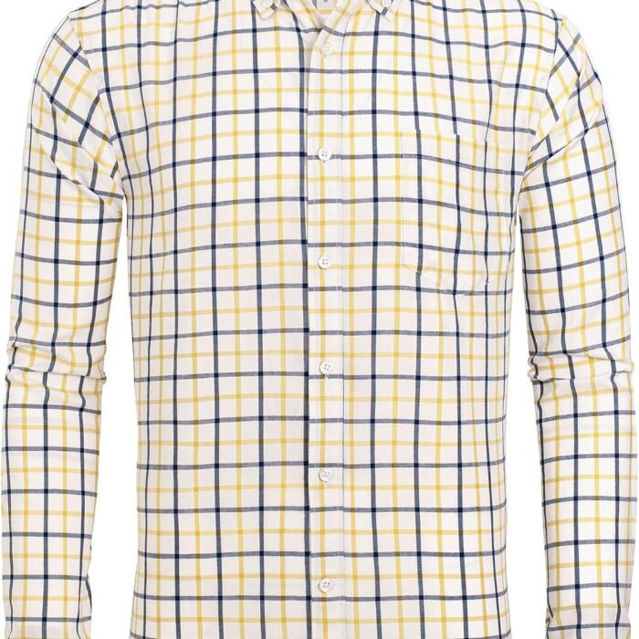 Gentle Men's Plaid Button Down Shirts Cotton Long Sleeve Dress Shirts Regular Fit Gingham Shirts