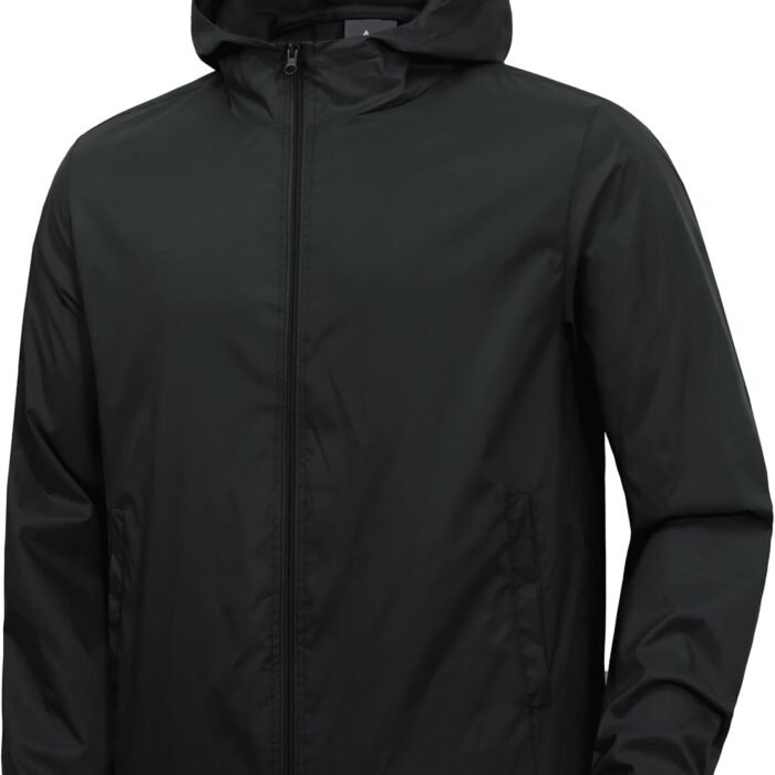 Men's Lightweight Waterproof Rain Jacket Hooded Windbreaker Raincoat Packable for Outdoor Hiking