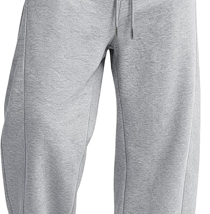 Men's Baggy Sweatpants Fleece Wide Leg Lounge Pants Drawstring Waist Loose Fit Cotton Jogging Sweat Pants with Pockets