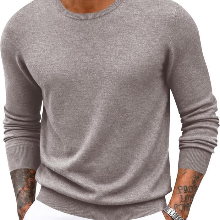 Men's Crewneck Sweater Wool Blend Knit Long Sleeve Pullover Sweaters